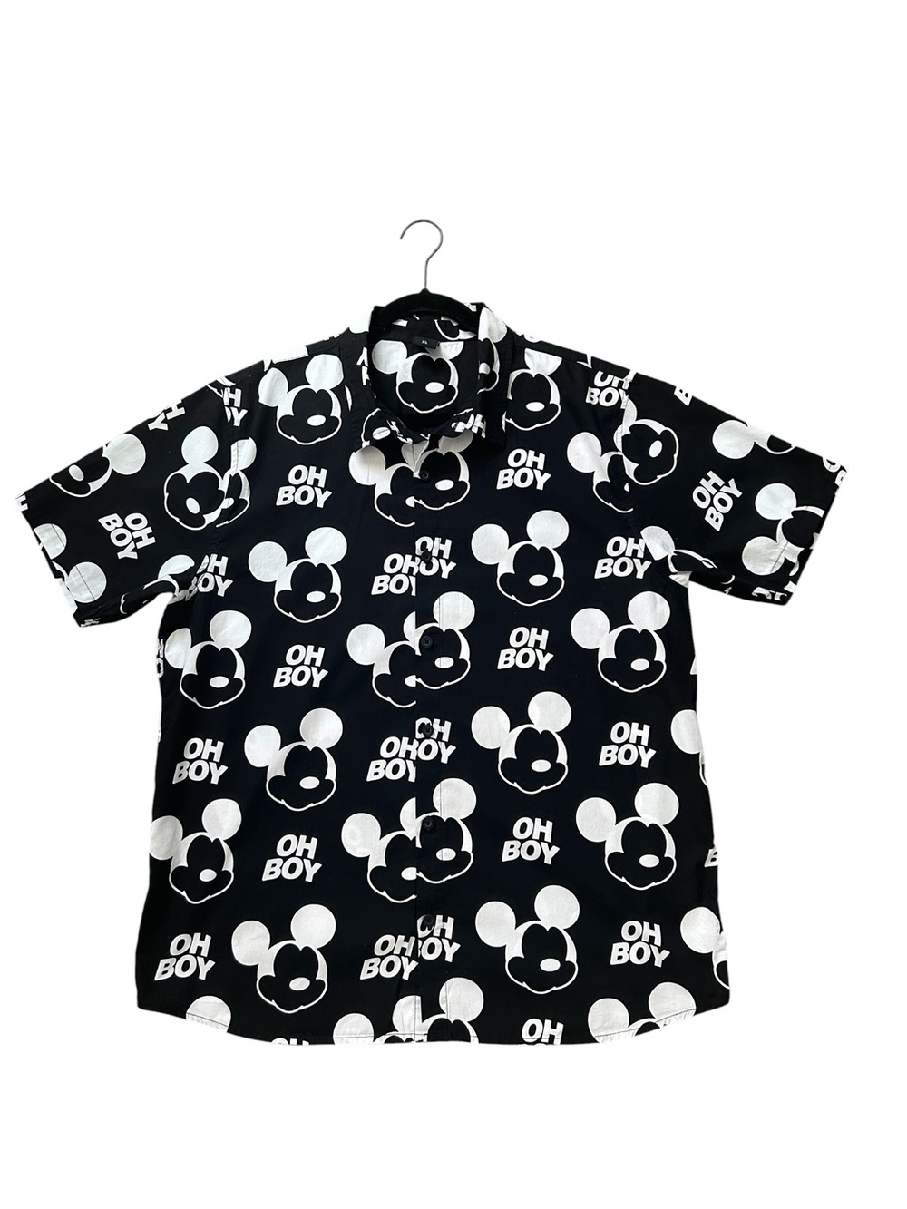 Neff Disney Men’s Black and White Oh Boy Mickey Face   Button-Up Shirt Size XL